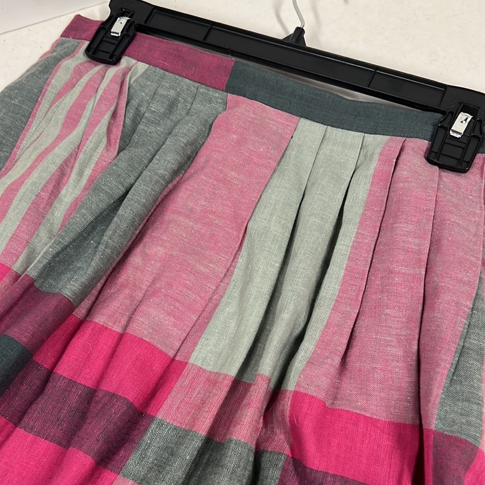 Vintage Jones New York Cotton Blend Pink Green Plaid Skirt SZ 10 - Picture 2 of 9